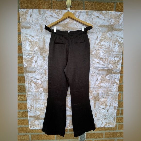 Aje Black Linen-Blend Elements Flared Pant, Brand Size 8 - Picture 9 of 16